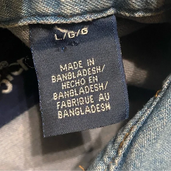 Wrangler Men's Stonewash Cowboy Cut Snap Front Long Sleeve Cotton Shirt Size L - Picture 10 of 15